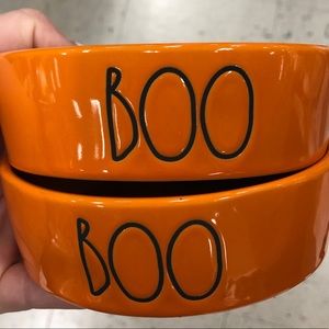 Rae Dunn 2 Orange Rare Cat Bowls
